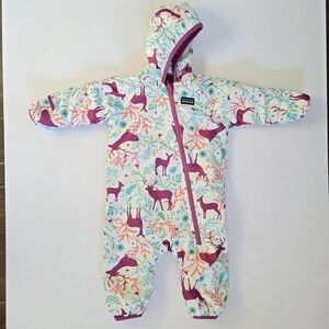 Patagonia Bunting Baby Snowsuit with Deer Print reversible size 3 Months